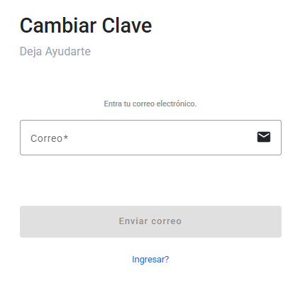 Pantalla de Cambio de Clave