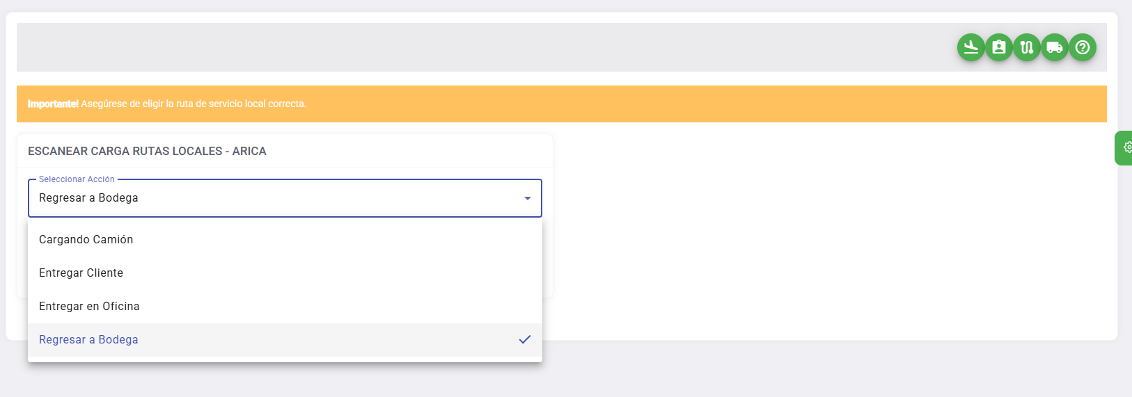 Tablero Entrega de Carga