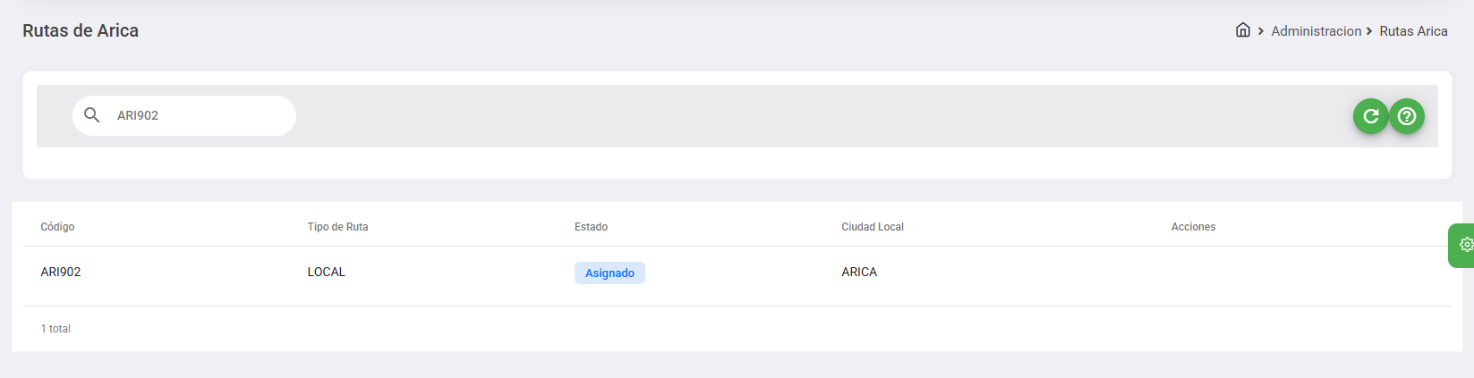 Tablero Rutas Locales de Arica