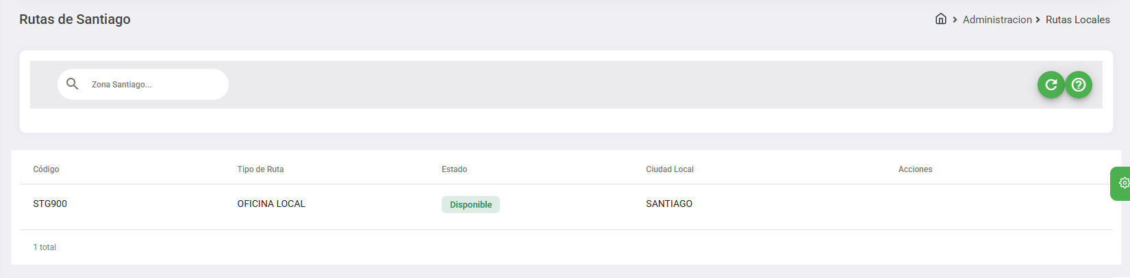 Tablero Rutas Locales de Santiago