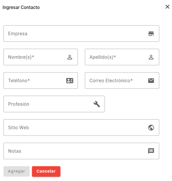 Tablero Contactos Agregar