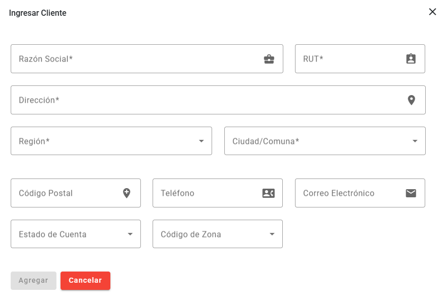 Tablero Clientes Agregar