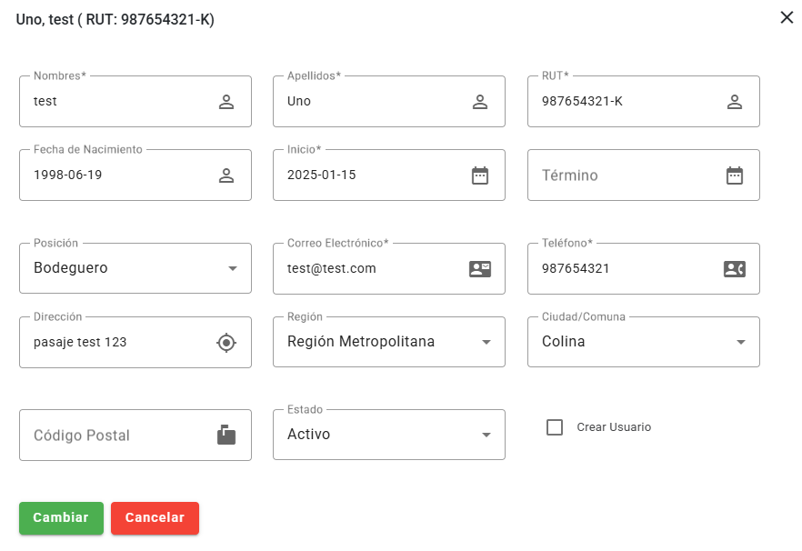 Tablero Empleados Modificar