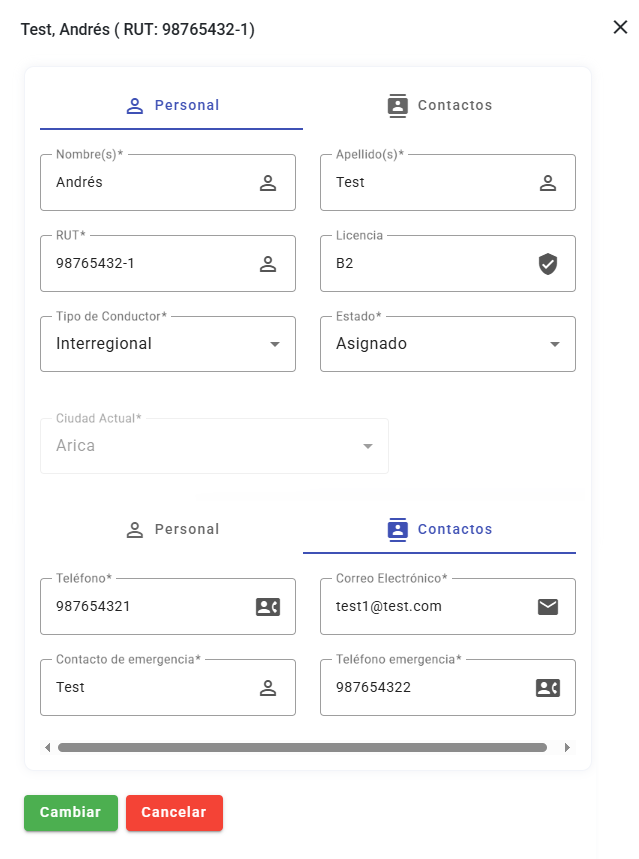 Tablero Operador Modificar