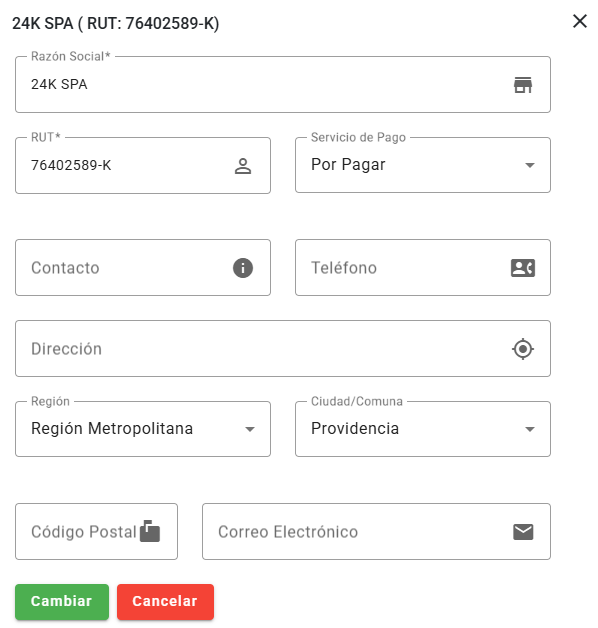 Tablero Proveedores Modificar